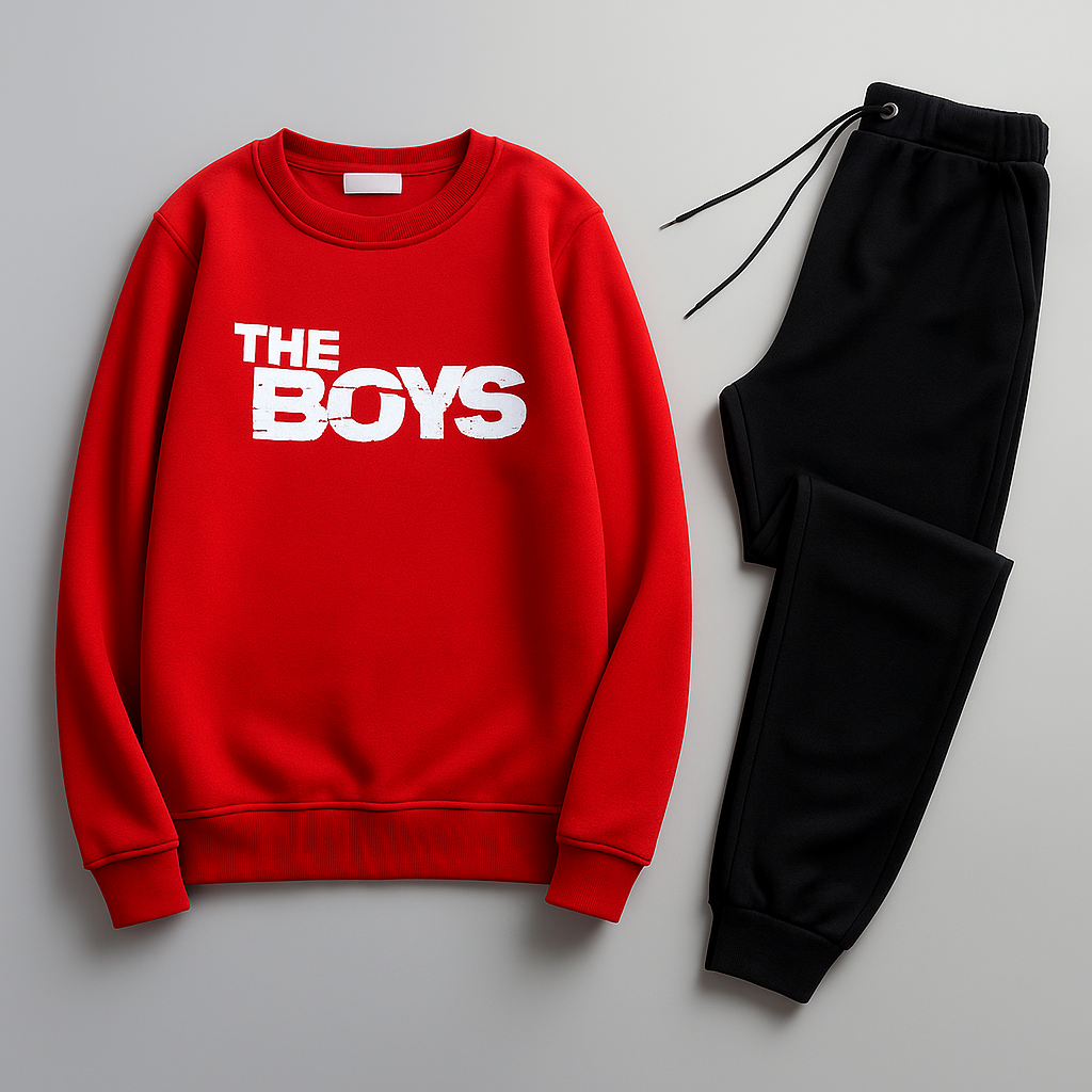 The Boys Printed Winter Track Suit For Boys Red Color