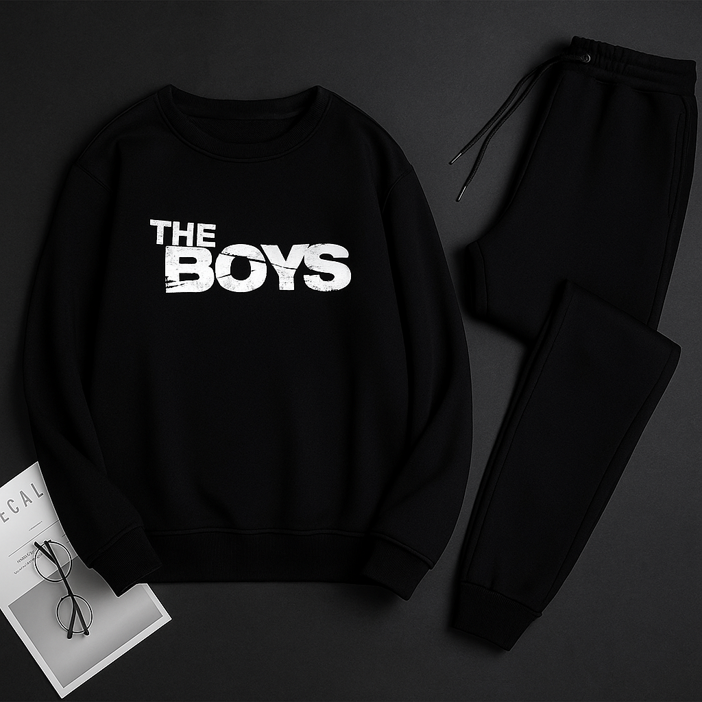 The Boys Printed Winter Track Suit For Boys Black Color