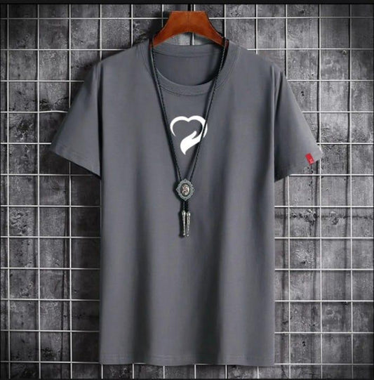 HEART PRINTED T SHIRTS FOR BOYS GREY COLOUR